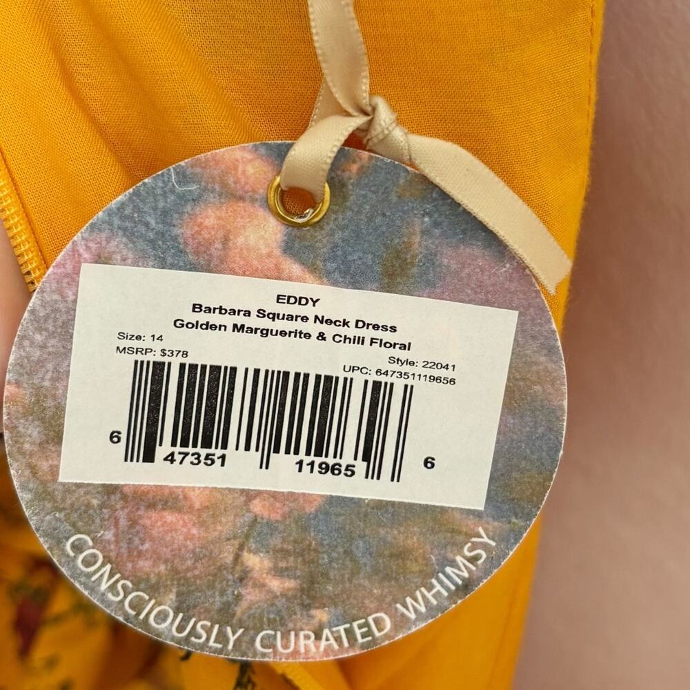 Eddy Barbara Cotton Floral Maxi Dress 14 Yellow NWT - Picture 8 of 9